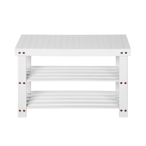 Scaffale in bambù bianco per 6 paia di scarpe, larghezza 70 cm - Songmics