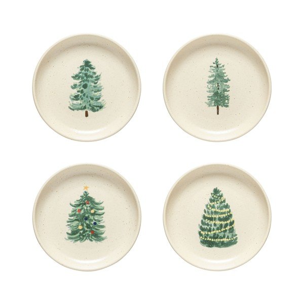 Set di piatti da dolce color crema in gres a tema natalizio 4 pz ø 16 cm Pacifica Christmas Tree – Casafina