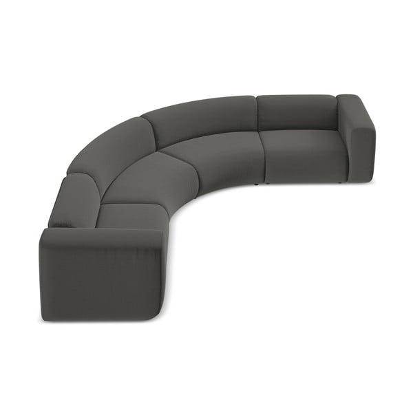 Divano angolare grigio con rivestimento in velluto Ekahi – Makamii-image-3