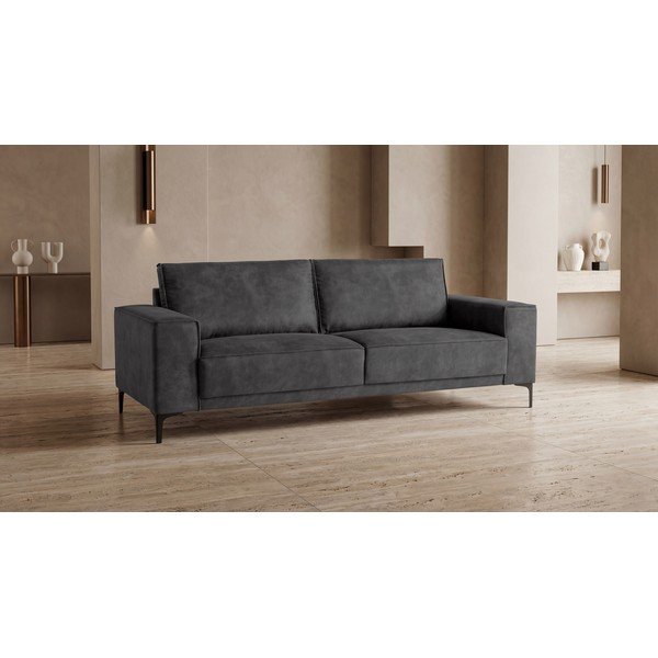Divano color antracite con rivestimento in finta pelle 224 cm Copenhagen – Scandic-image-4
