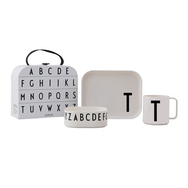 Set da pranzo per bambini a 3 pezzi con valigetta Classics T A-Z - Design Letters