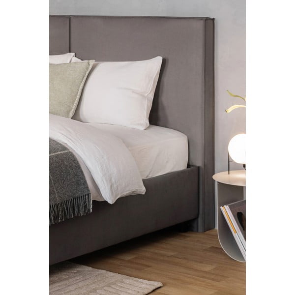 Letto matrimoniale imbottito grigio con contenitore con rete inclusa 180x200 cm Myra Bold – Bonami Selection-image-3