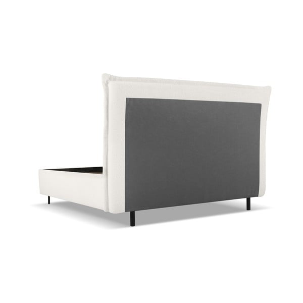 Letto matrimoniale imbottito bianco con contenitore e doghe 160x200 cm Armie - Milo Casa-image-3