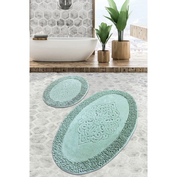 Tappetini da bagno verde chiaro in set da 2 100x60 cm Piante - Foutastic-image-3