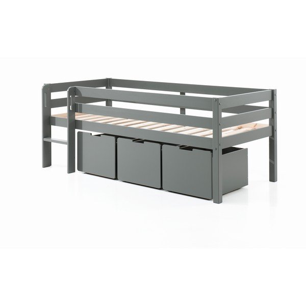 Cassetti grigi sotto il letto dei bambini 3 pezzi Pino - Vipack-image-1