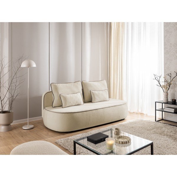 Divano beige/grigio tortora allungabile/con contenitore con rivestimento in velluto 210 cm Saga – Ropez-image-1
