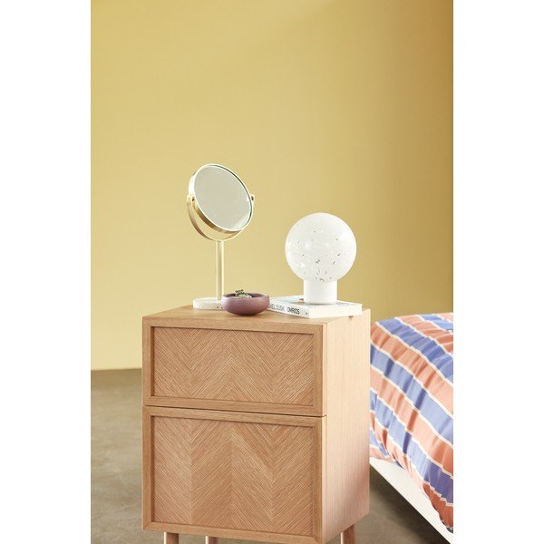 Comodino in legno di quercia naturale con motivo a spina di pesce Herringbone - Hübsch-image-1