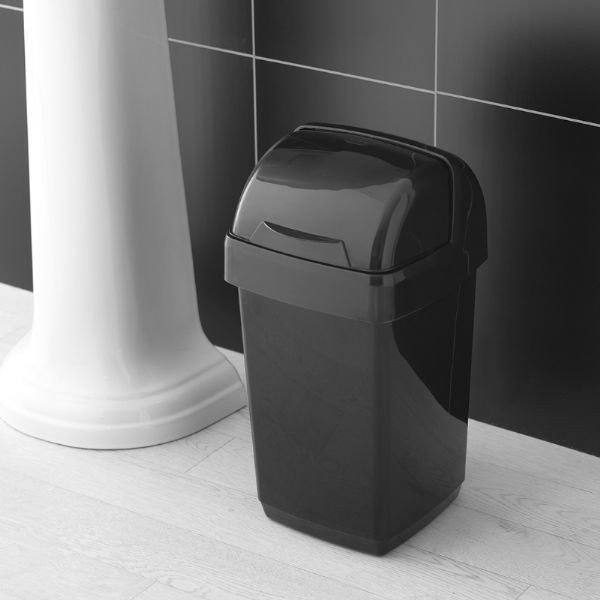 Cestino nero Roll Top, 22,5 x 23 x 42,5 cm - Addis-image-1