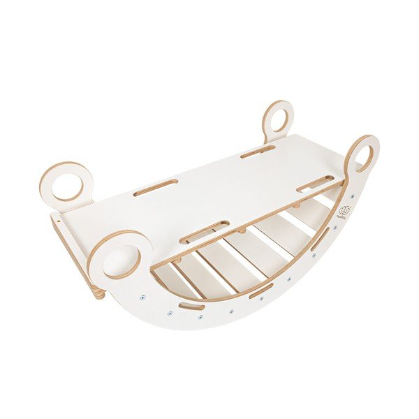 Arco a dondolo montessori bianco in pino massiccio 39x75x38 cm Montessori – Meowbaby-image-3