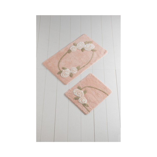 Set di 2 tappeti da bagno color salmone Rosalin - Foutastic