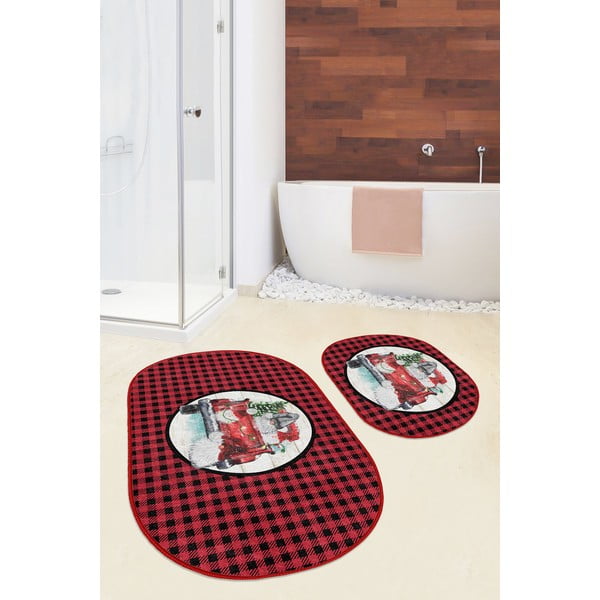 Set di tappetini per il bagno rossi/neri 2 pz 60x100 cm Full Ride – Mila Home