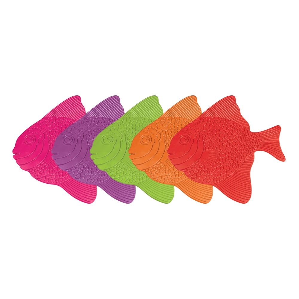 Set di tappetini antiscivolo per bambini 5 pz per la vasca 16x16,5 cm Poissons – MSV | Tappetini antiscivolo per bambini