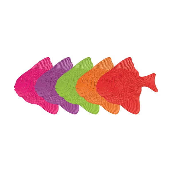 Set di tappetini antiscivolo per bambini 5 pz per la vasca 16x16,5 cm Poissons – MSV