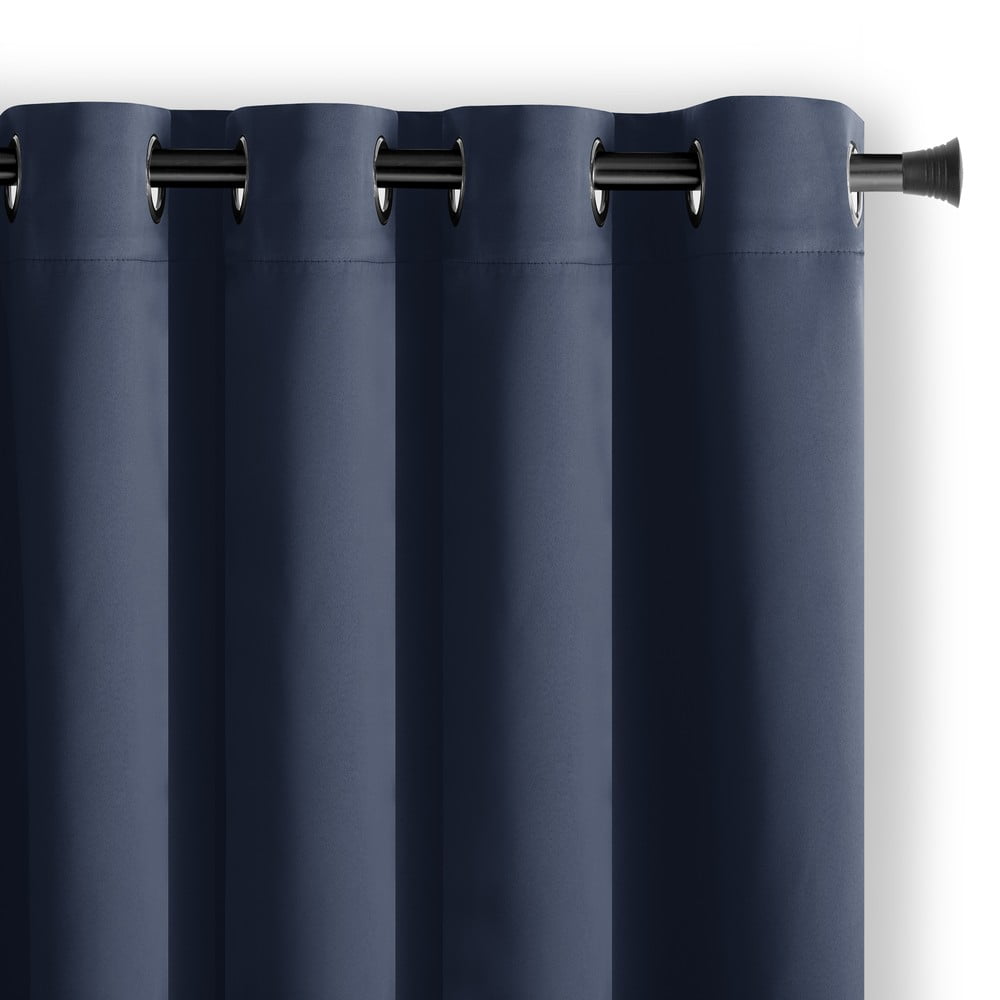 DriftAway Chris - Tende oscuranti con motivo a righe verticali, in misto lino, foderate termicamente, oscuranti e oscuranti, per case di campagna, 2 pannelli, 132 x 213 cm, avorio blu scuro