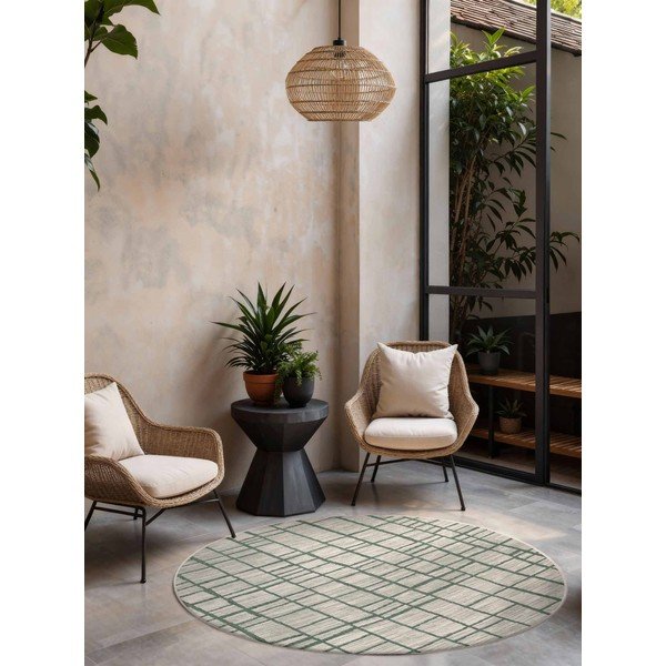 Tappeto da interno/esterno rotondo verde/color crema ø 160 cm Haringey Crouch – Ted Baker-image-1