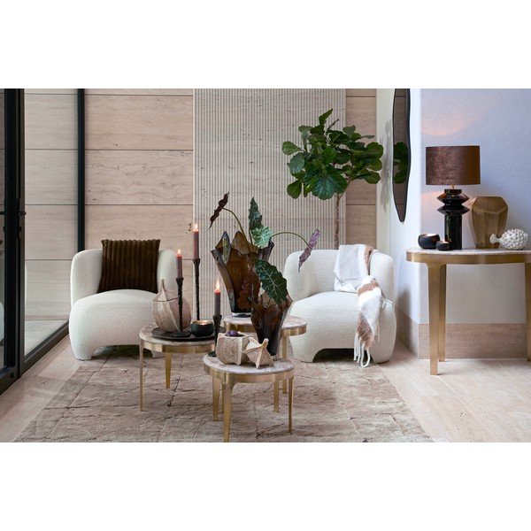 Tavolino da salotto color bronzo/grigio tortora con piano in marmo 39x65 cm Giulio – Light & Living-image-2