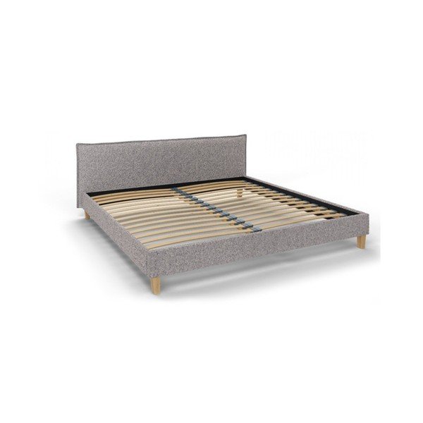 Letto matrimoniale imbottito grigio con griglia 200x200 cm Tina - Ropez