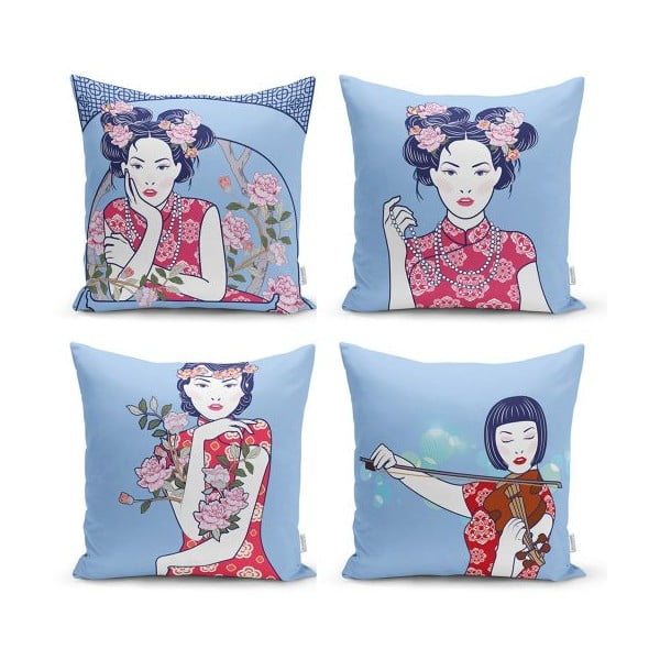 Set di 4 federe decorative Cultura orientale, 45 x 45 cm - Minimalist Cushion Covers