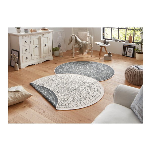 Tappeto da esterno grigio e crema , ⌀ 140 cm Porto - NORTHRUGS-image-1
