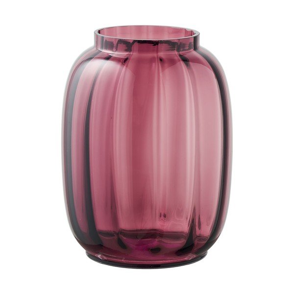 Vaso rosso in vetro fatto a mano (altezza totale 21 cm) – House Nordic