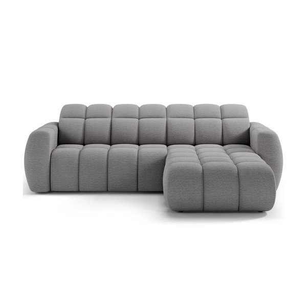 Divano angolare grigio (con penisola a destra/con chaise lounge) con rivestimento in bouclé Fanito – ELTAP