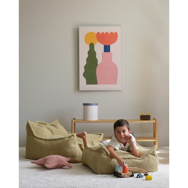 Pouf a sacco per bambini verde con rivestimento in bouclé Square – Wigiwama-image-1