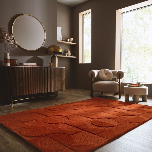 Tappeto color terracotta in lana tessuto a mano 120x170 cm Gigi – Flair Rugs-image-1
