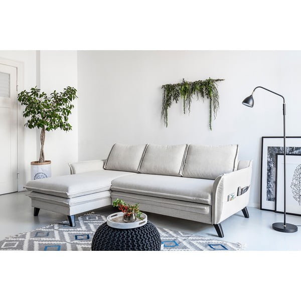 Divano letto angolare beige chiaro, angolo sinistro Charming Charlie - Miuform-image-4