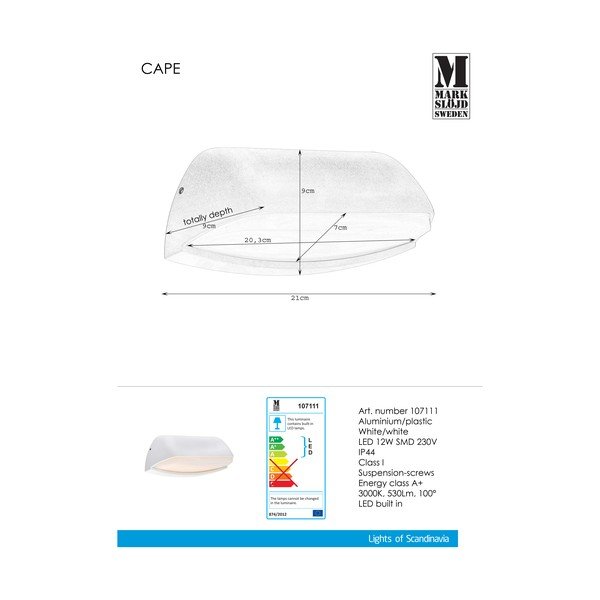 Lampada da parete bianca Cape - Markslöjd-image-1