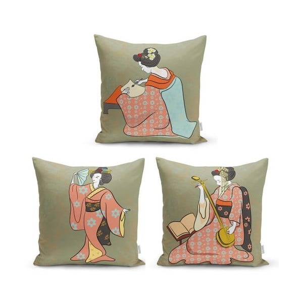 Set di 3 federe decorative etniche orientali, 45 x 45 cm - Minimalist Cushion Covers