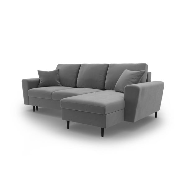 Divano angolare grigio chiaro allungabile e con contenitore con rivestimento in velluto Kyoto – Cosmopolitan Design-image-4
