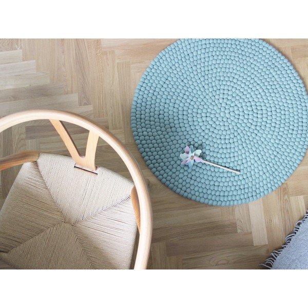 Tappeto in lana blu pastello, ⌀ 140 cm Ball Rugs - Wooldot-image-2