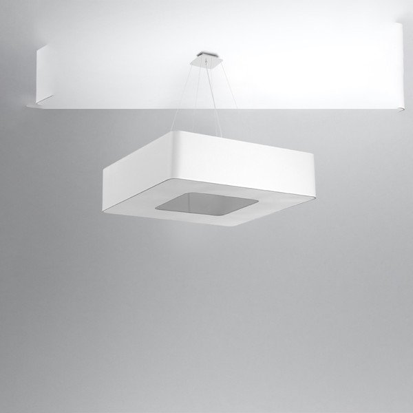 Apparecchio a sospensione bianco con paralume in vetro-tessuto Piano - Sollux-image-2