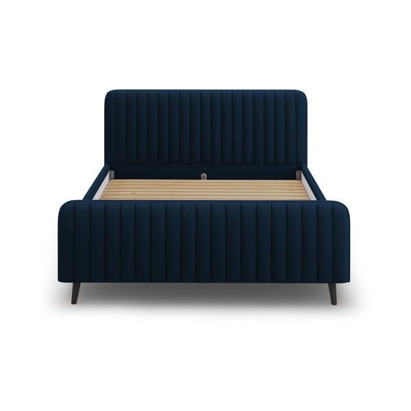 Letto matrimoniale imbottito blu scuro con griglia 180x200 cm Lily - Micadoni Home-image-2