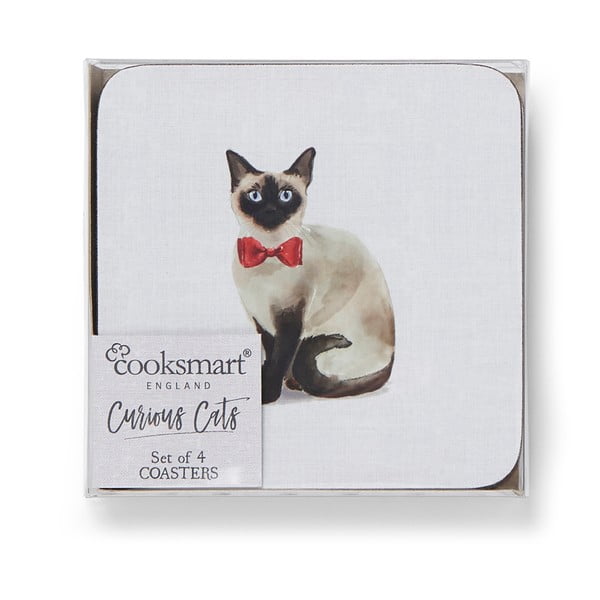 Set di 4 sottobicchieri blu con Curious Cat - Cooksmart ®-image-2