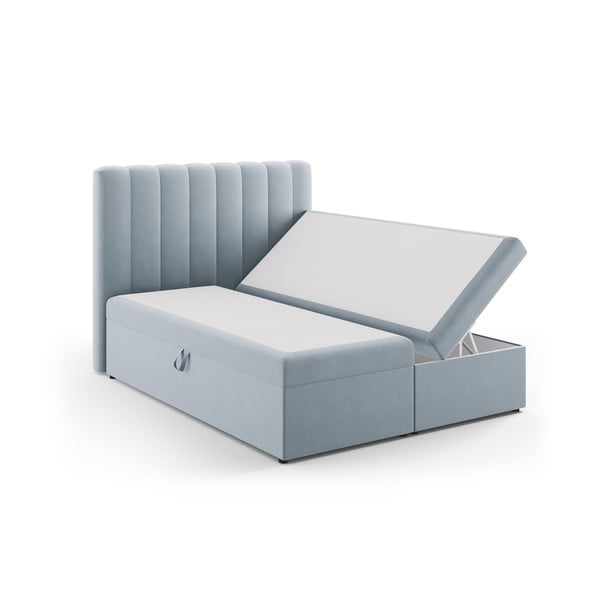 Letto boxspring azzurro con contenitore 160x200 cm Gina - Milo Casa-image-2