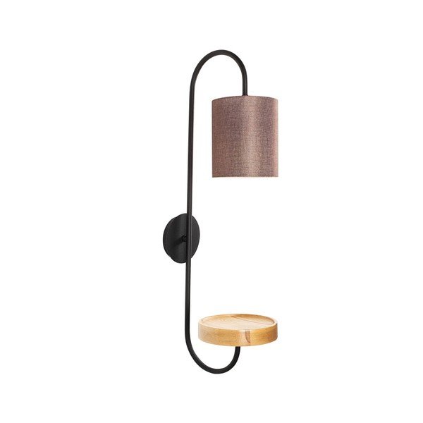 Lampada da parete in metallo nero con paralume marrone scuro Opviq luci Marylena - Opviq lights