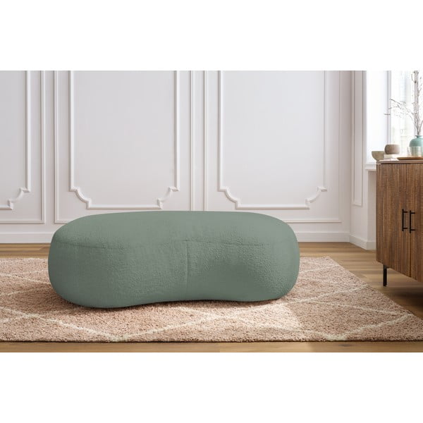 Pouf in tessuto bouclé verde chiaro Saint-Germain - Bobochic Paris-image-1