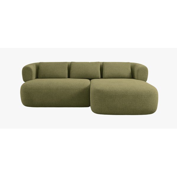 Divano angolare verde (con penisola a destra/con chaise lounge) con rivestimento in bouclé Jenny – Micadoni -image-1