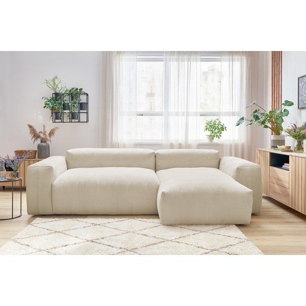 Divano angolare in velluto a coste beige (angolo destro) Lafayette - Bobochic Paris-image-1