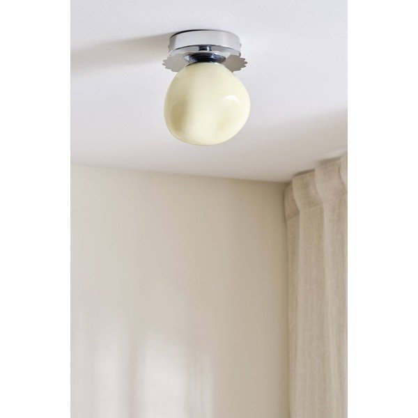 Plafoniera color crema/color argento lucido in vetro opale ø 12 cm Bon – Jotex-image-3