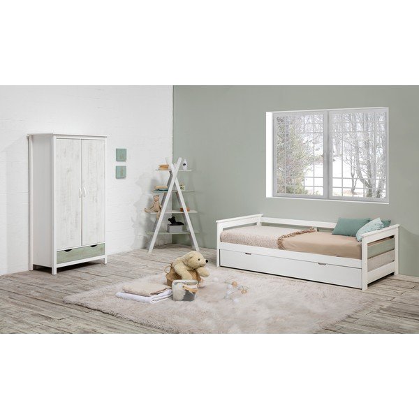 Armadio per bambini bianco e grigio in legno di pino Perle Perlé - Marckeric-image-4