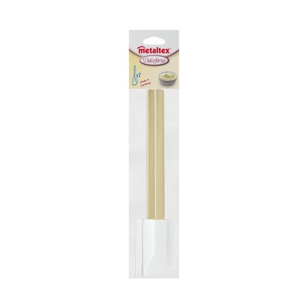 Set di 2 tergicristalli in plastica bianca con manico in legno , lunghezza 26 cm - Metaltex-image-1