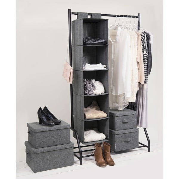 Scatola con coperchio grigia in tessuto 35x26x19 cm Soft Storage – Bigso-image-2