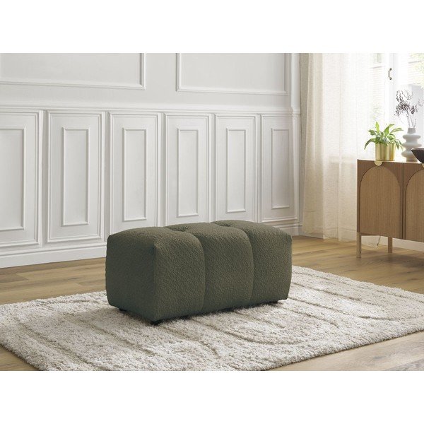 Poggiapiedi color kaki con rivestimento in bouclé Roxelane – Bobochic Paris-image-1