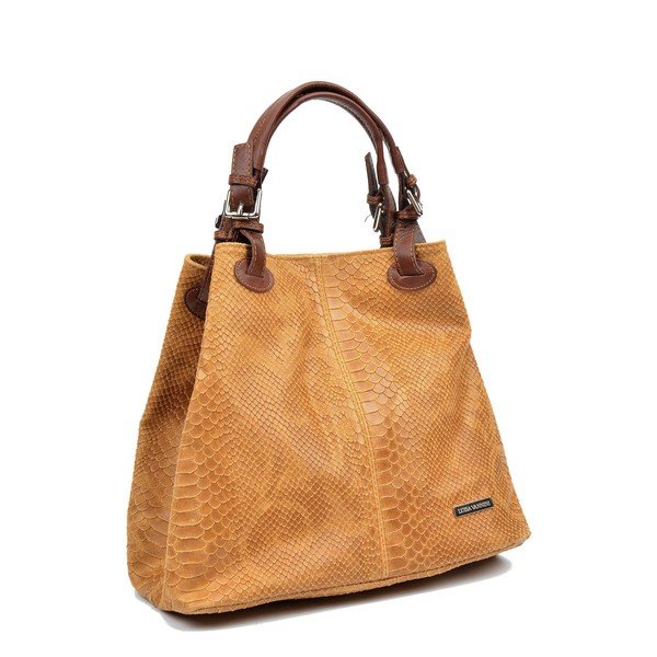 Borsa in pelle marrone cognac Python Cognac - Luisa Vannini-image-2