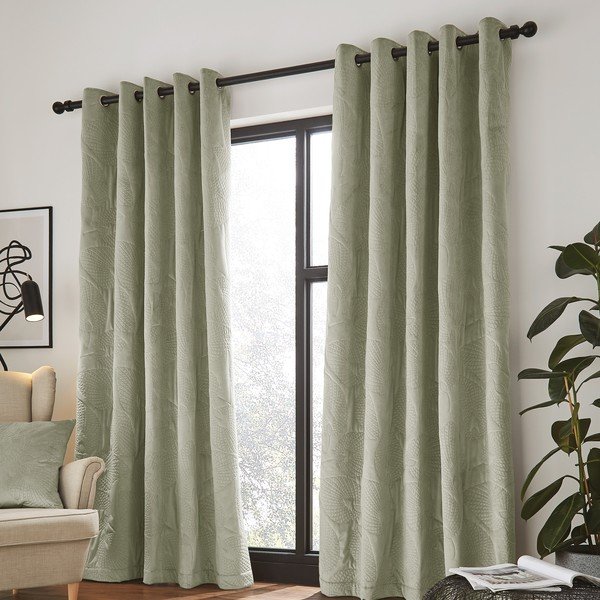 Tende verdi in set di 2 pezzi 229x168 cm Pinsonic - Catherine Lansfield-image-1