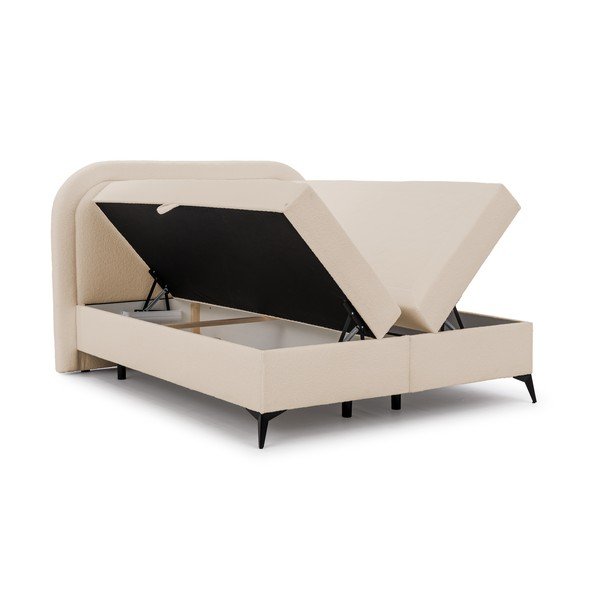 Letto boxspring beige con contenitore 160x200 cm Ornes – Ropez-image-3