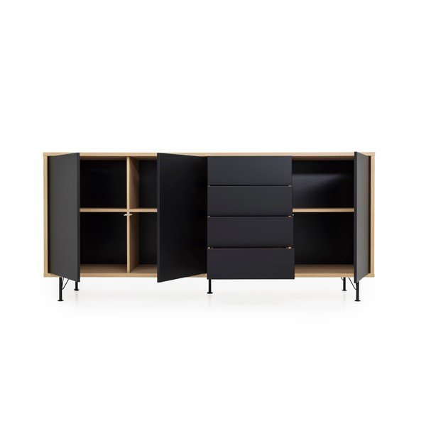Cassettiera nera Flow, lunghezza 217 cm - Tenzo-image-2