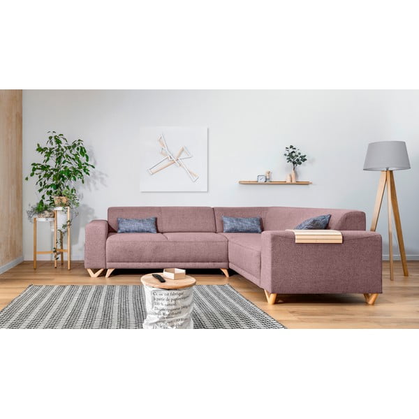 Divano angolare rosa allungabile e con contenitore (con penisola a destra/a L) Classy Sophie – Miuform-image-1
